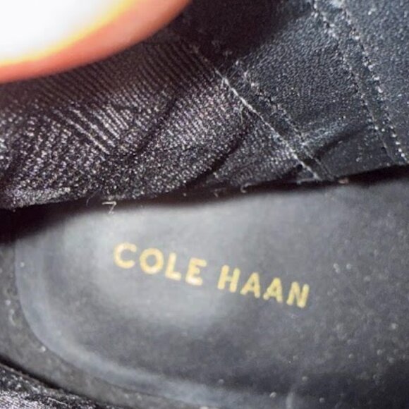 Cole Haan Black Leather Ankle Boot with Gold Buckle and Zipper, Size 11 - Picture 5 of 5